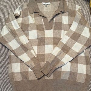 Beige Checkered Sweater